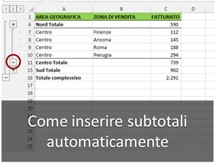 Excel: Come creare dei subtotali in modo automatico Excel: Come creare dei subtotali in modo automatico