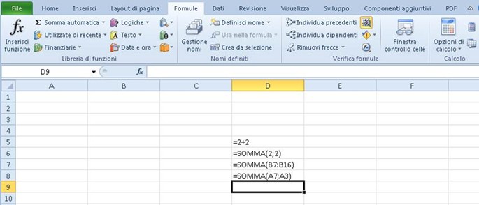 Come  usare funzione somma Excel principale