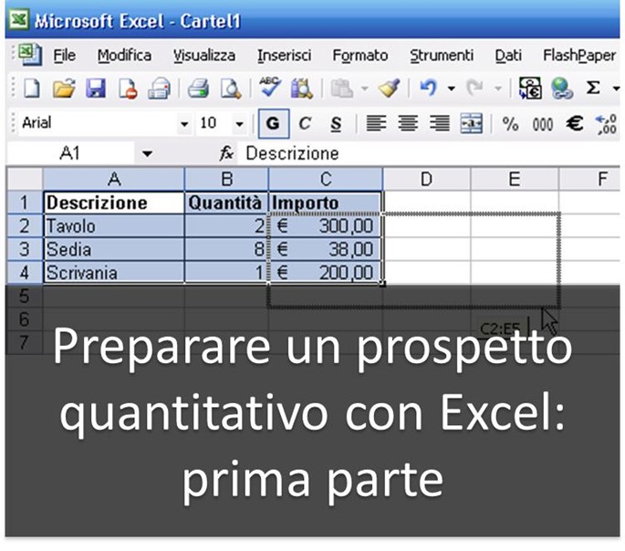 01 Excel Come Creare Un Prospetto Quantitativo